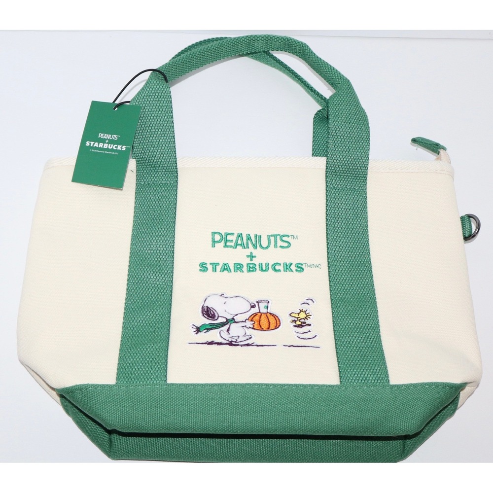 Starbucks x Peanuts 2026 Snoopy Canvas Tote Bag & Plush Charm Keychain Set - Picture 9 of 16